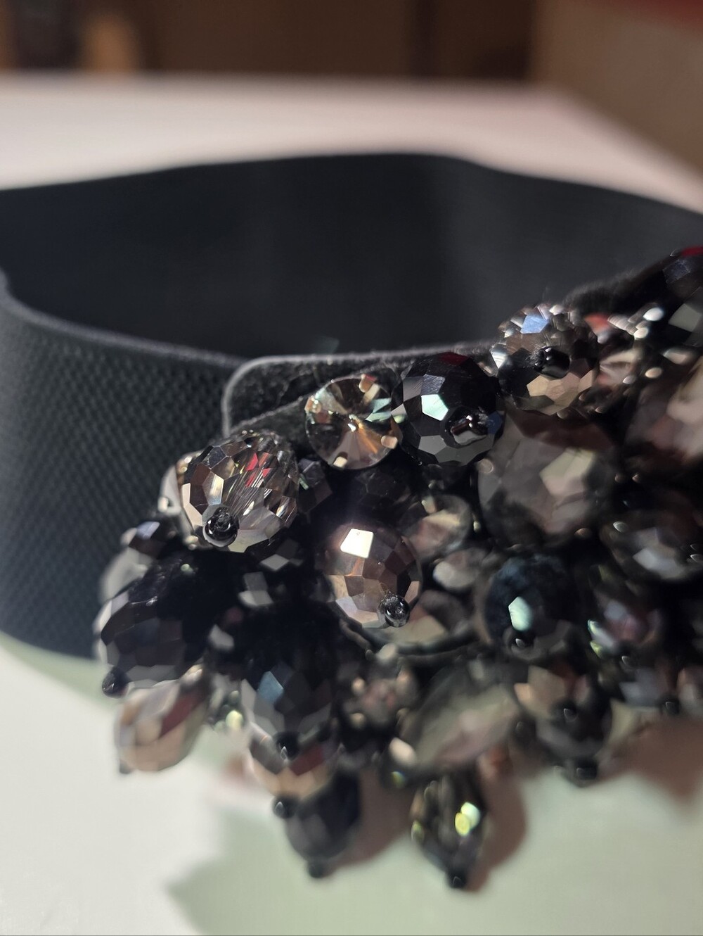 Black Jeweled Elastic Waist Belt - Unbranded - Picture 6 of 7